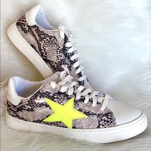 Steve Madden Snake Print White Sneakers